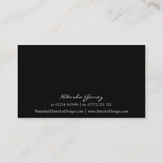 Visitekaartje Elegant Black and White Script Font (Achterkant)