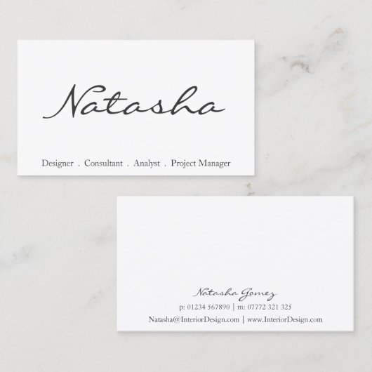 Visitekaartje Elegant Black and White Script Font (Voorkant / Achterkant)