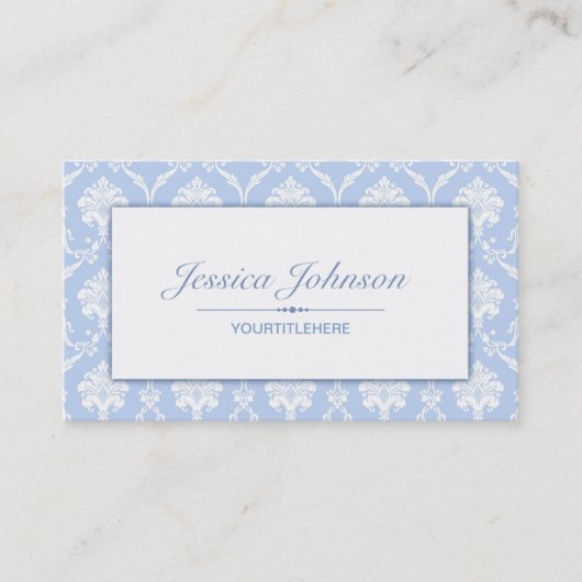 Visitekaartje Elegant Blue Damask Pattern (Voorkant)