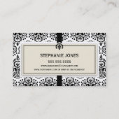 VISITEKAARTJE elegant damast zwart ivoor (Achterkant)