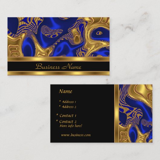Visitekaartje Elegant Exotic Blue Gold Abstract (Voorkant / Achterkant)