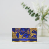 Visitekaartje Elegant Exotisch Blauw Goud Abstract (Staand voorkant)