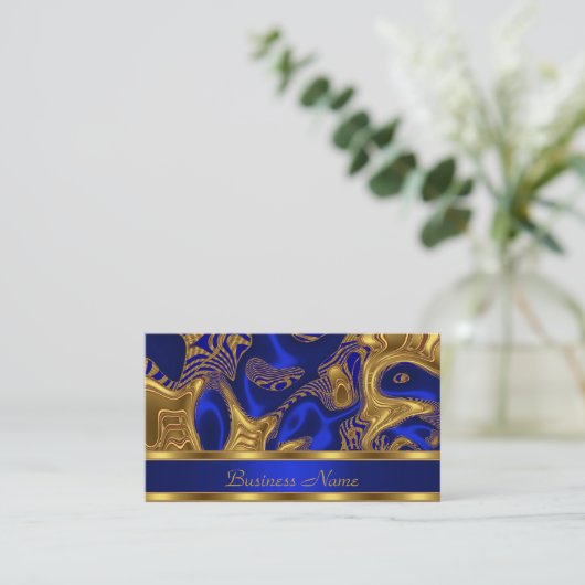 Visitekaartje Elegant Exotisch Blauw Goud Abstract (Staand voorkant)