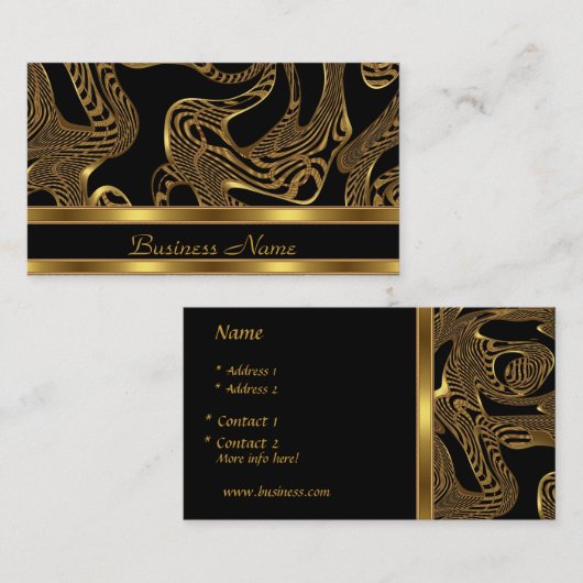 Visitekaartje Elegant Exotisch Zwart Goud Abstract (Voorkant / Achterkant)