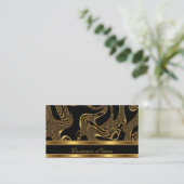 Visitekaartje Elegant Exotisch Zwart Goud Abstract (Staand voorkant)