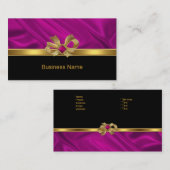Visitekaartje Elegant Gold Bow Roze Trim Zwart (Voorkant / Achterkant)