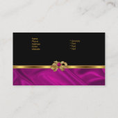 Visitekaartje Elegant Gold Bow Roze Trim Zwart (Achterkant)