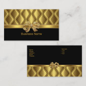 Visitekaartje Elegant Gold Bow Tegel Trim Zwart (Voorkant / Achterkant)