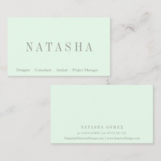 Visitekaartje Elegant grijs en groen lettertype (Voorkant / Achterkant)