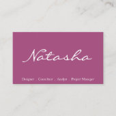 Visitekaartje Elegant Plum en White Script Font (Voorkant)