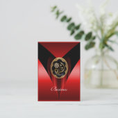 Visitekaartje Elegant Rood Zwart Goud Juweel (Staand voorkant)