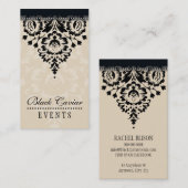 VISITEKAARTJE Elegant Stijlvol Damask Honing Zwart (Voorkant / Achterkant)