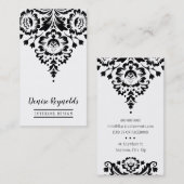 VISITEKAARTJE Elegant Stijlvol Damask Zwart Wit (Voorkant / Achterkant)