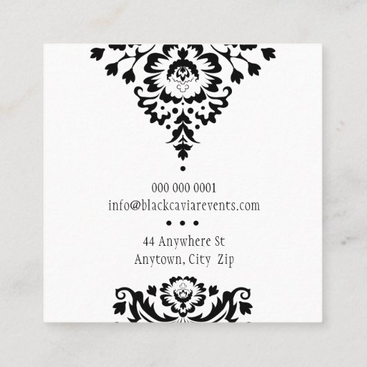 VISITEKAARTJE Elegant Stijlvol Damask Zwart Wit (Achterkant)