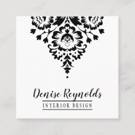 VISITEKAARTJE Elegant Stijlvol Damask Zwart Wit
