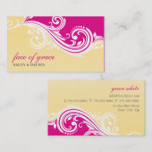 VISITEKAARTJE Elegant stijlvol werveling roze geel (Voorkant / Achterkant)