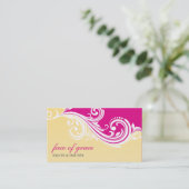 VISITEKAARTJE Elegant stijlvol werveling roze geel (Staand voorkant)