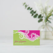 VISITEKAARTJE Elegant Stijlvolle Swirl Roze limoen (Staand voorkant)