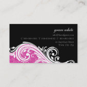 VISITEKAARTJE Elegant Swirl Hot Pink Glitter Zwart (Achterkant)