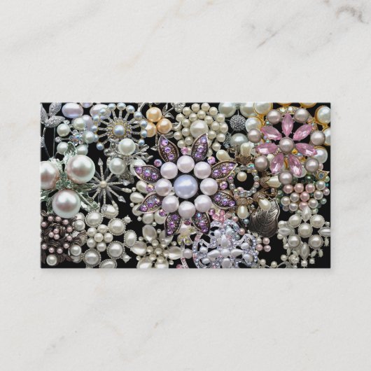 Visitekaartje Elegant Veel Parels Collage (Voorkant)