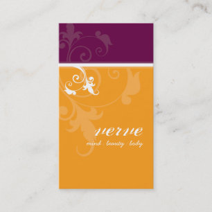 VISITEKAARTJE elegant verve blad oranje plum