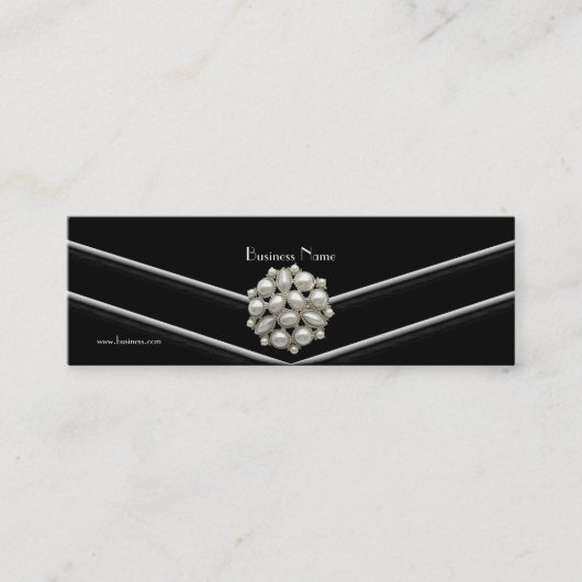 Visitekaartje Elegant Zwart Wit Parel Jewel (Voorkant)