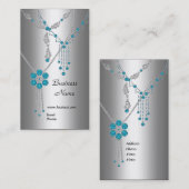 Visitekaartje Elegante Blauwe Juwelen op Zilver (Voorkant / Achterkant)