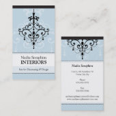 VISITEKAARTJE elegante kroonluchter zwart bord bla (Voorkant / Achterkant)