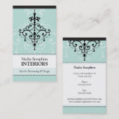 VISITEKAARTJE elegante kroonluchter zwart bord mun (Voorkant / Achterkant)