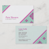 VISITEKAARTJE elegante schuine roze mint groen (Voorkant / Achterkant)