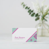 VISITEKAARTJE elegante schuine roze mint groen (Staand voorkant)