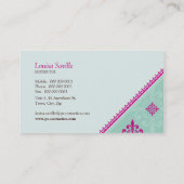 VISITEKAARTJE elegante schuine roze mint groen (Achterkant)