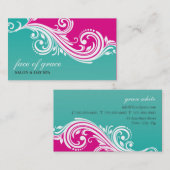 VISITEKAARTJE elegante stijlvolle swirl roze jade (Voorkant / Achterkant)