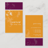 VISITEKAARTJE Elegante Verve gebladerte oranje pru (Voorkant / Achterkant)
