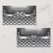 Visitekaartje Elegante Zilveren Doos Bogen Juweel (Voorkant / Achterkant)