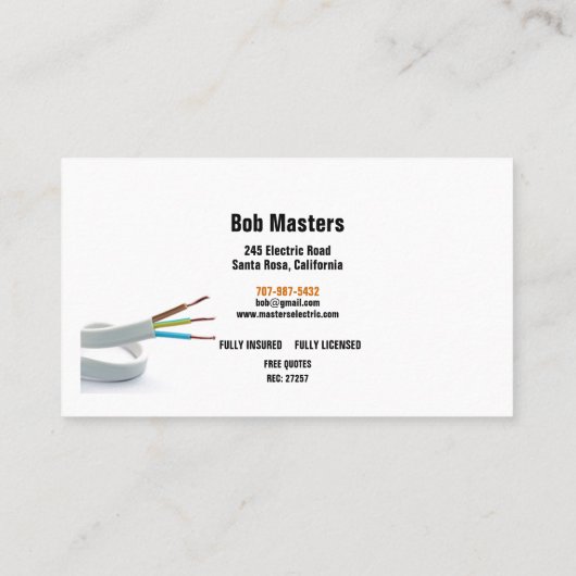 Visitekaartje Elektrische en leidinggevende werken (Achterkant)