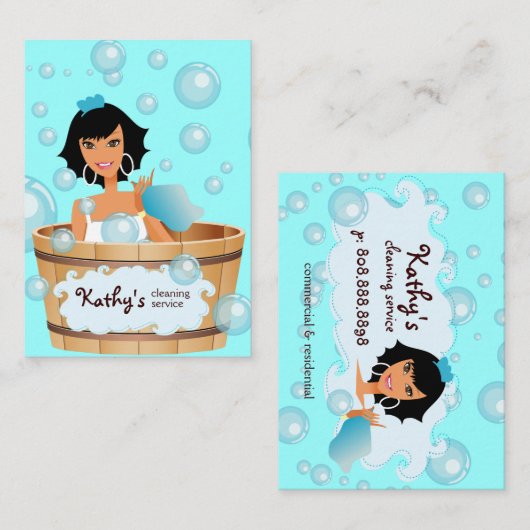 Visitekaartje Emmer bubbels blauw (Voorkant / Achterkant)