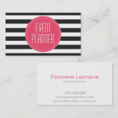 Visitekaartje Event Planner Black en White Stripe (Voorkant / Achterkant)
