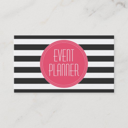 Visitekaartje Event Planner Black en White Stripe (Voorkant)