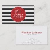 Visitekaartje Event Planner Black en White Stripe (Voorkant / Achterkant)