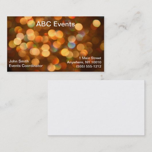 Visitekaartje Events Planner (Voorkant / Achterkant)