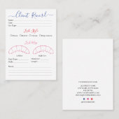 Visitekaartje Eyelash-extensie client Record (Voorkant / Achterkant)