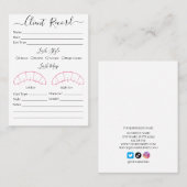 Visitekaartje Eyelash-extensie client Record (Voorkant / Achterkant)