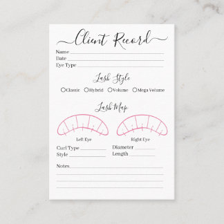 Visitekaartje Eyelash-extensie client Record