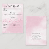 Visitekaartje Eyelash-extensie client Record (Voorkant / Achterkant)