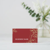 VISITEKAARTJE Fabulous Elegant Flourish Red Gold (Staand voorkant)