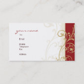 VISITEKAARTJE Fabulous Elegant Flourish Red Gold (Achterkant)