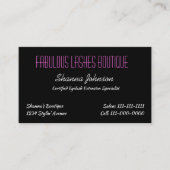 visitekaartje "Fabulous Lashes" (Voorkant)