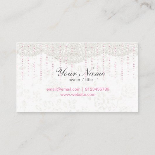 visitekaartje - fantastisch, roze boog, kant (Achterkant)