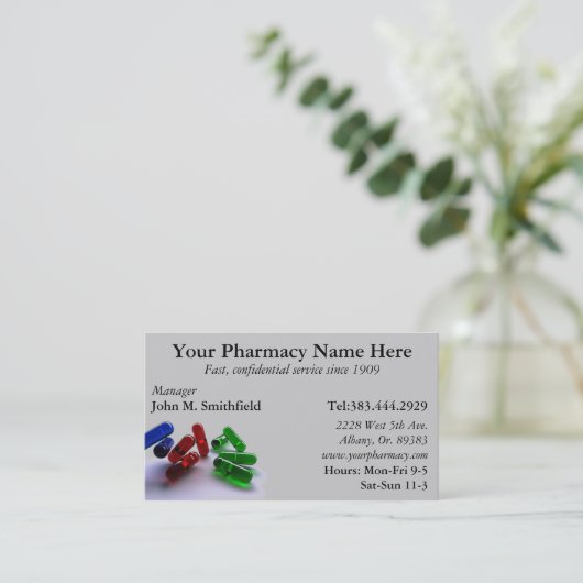 Visitekaartje Farmaceutische geneesmiddelenlijst (Staand voorkant)